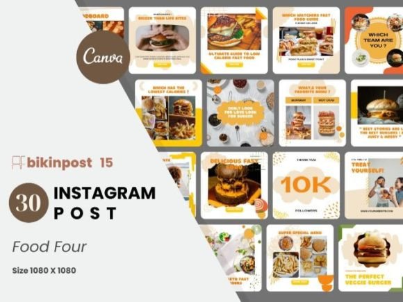 Download Food Four Canva Instagram Post Template - Premium Resources