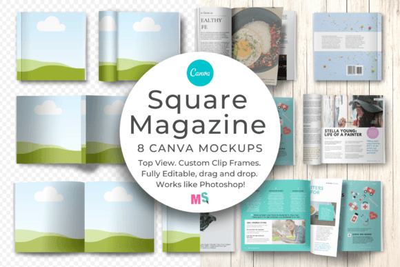Download Square Magazine Mockup for Canva - Square Collection