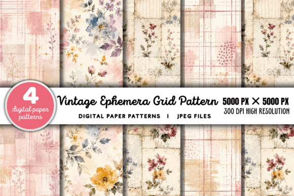 Download Vintage Grid Lined Ephemera Pattern 1 - Grid Collection
