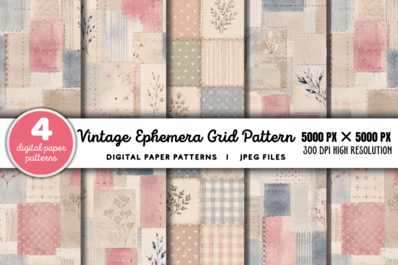 Download Vintage Grid Lined Ephemera Background 1 - Grid Collection