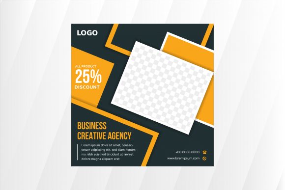 Download Yellow Dark Blue Square Banner Business - Square Collection
