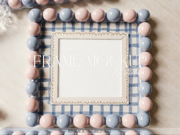 Download Pastel Beaded Square Frame PSD Mockup - Square Collection
